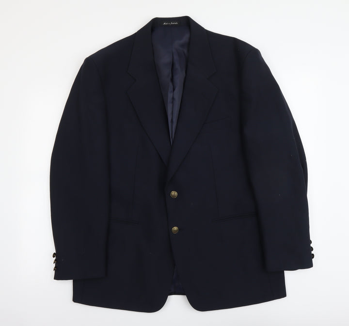 Fletcher Jones Mens Blue Polyester Jacket Suit Jacket Size L Regular