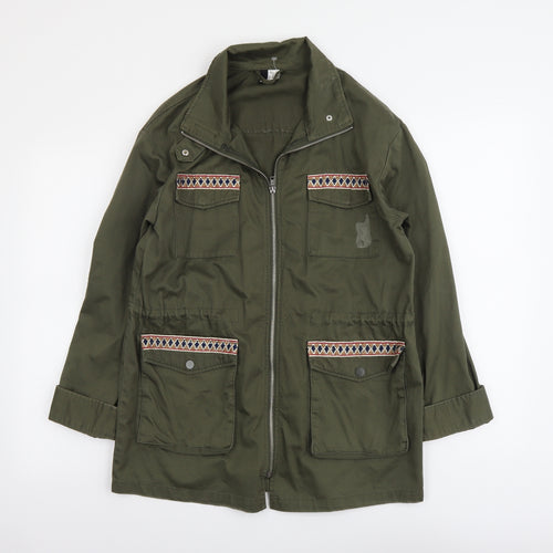 H&M Womens Green Geometric Jacket Size S Zip