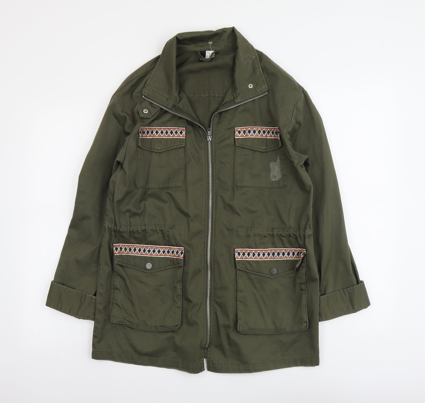 H&M Womens Green Geometric Jacket Size S Zip