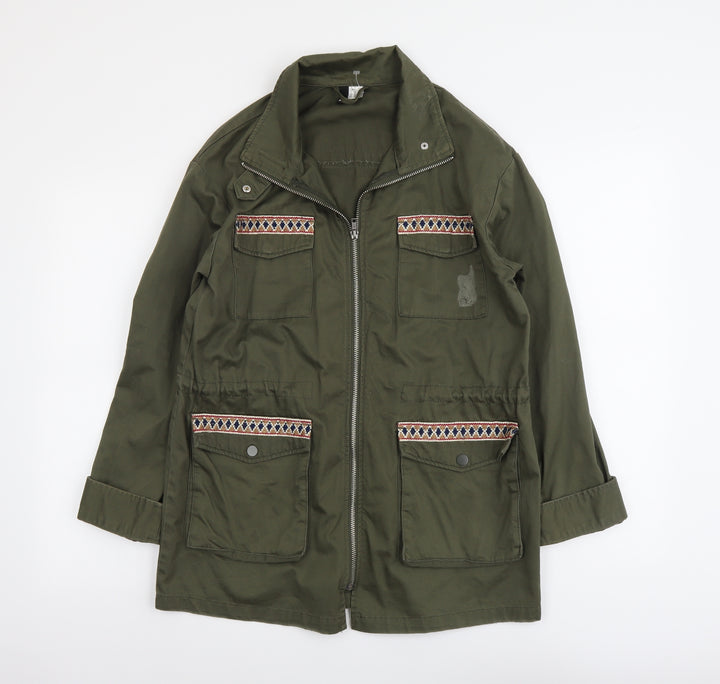 H&M Womens Green Geometric Jacket Size S Zip