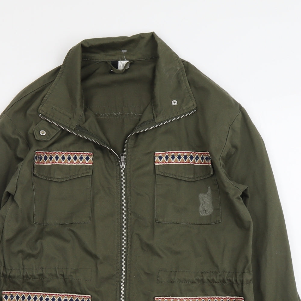 H&M Womens Green Geometric Jacket Size S Zip