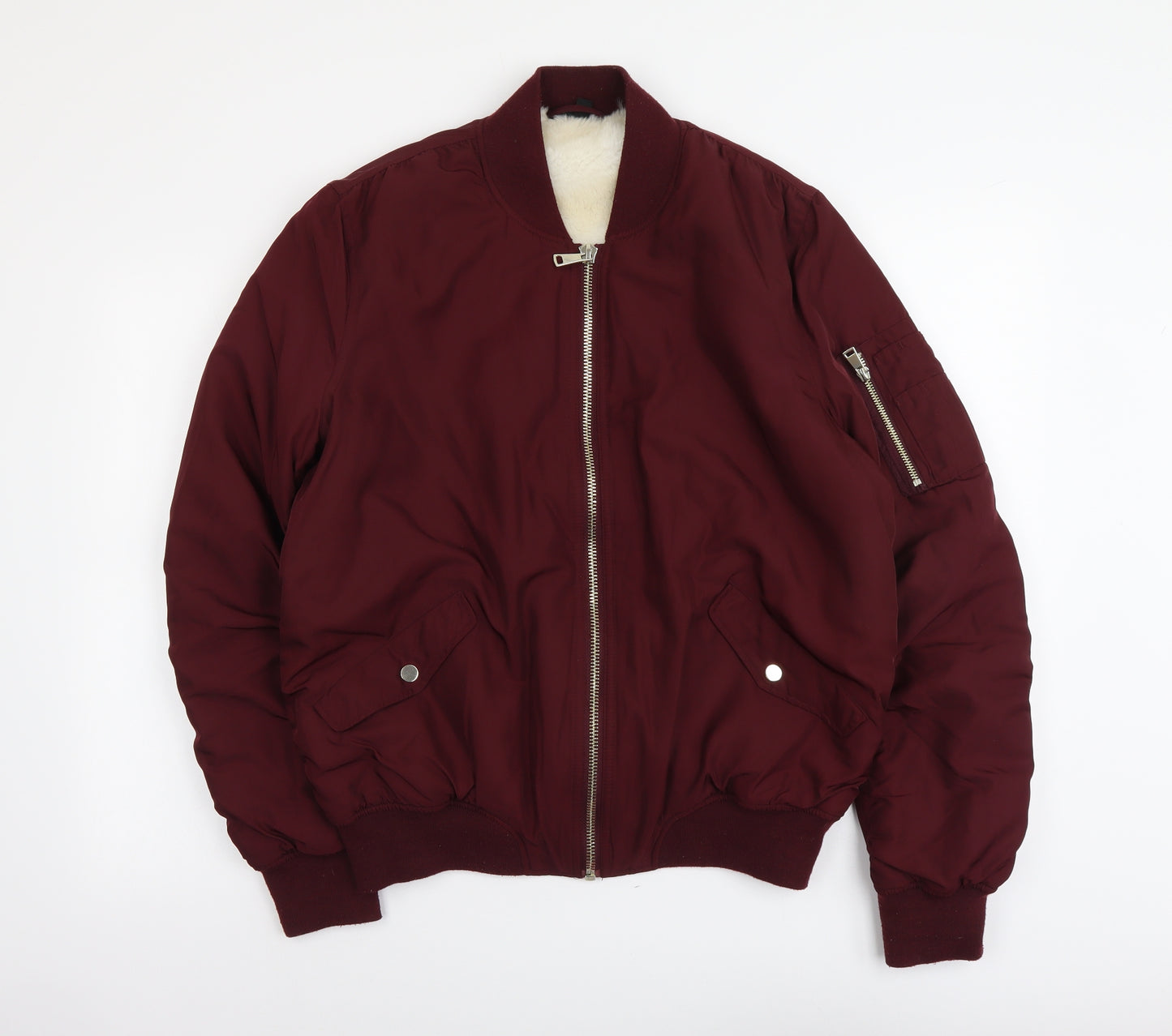 Topshop Womens Red Bomber Jacket Jacket Size 14 Zip