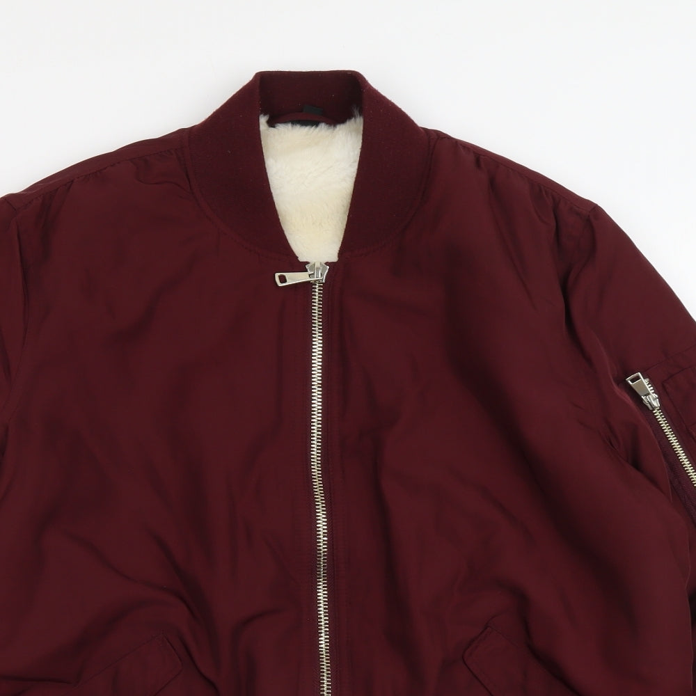 Topshop Womens Red Bomber Jacket Jacket Size 14 Zip