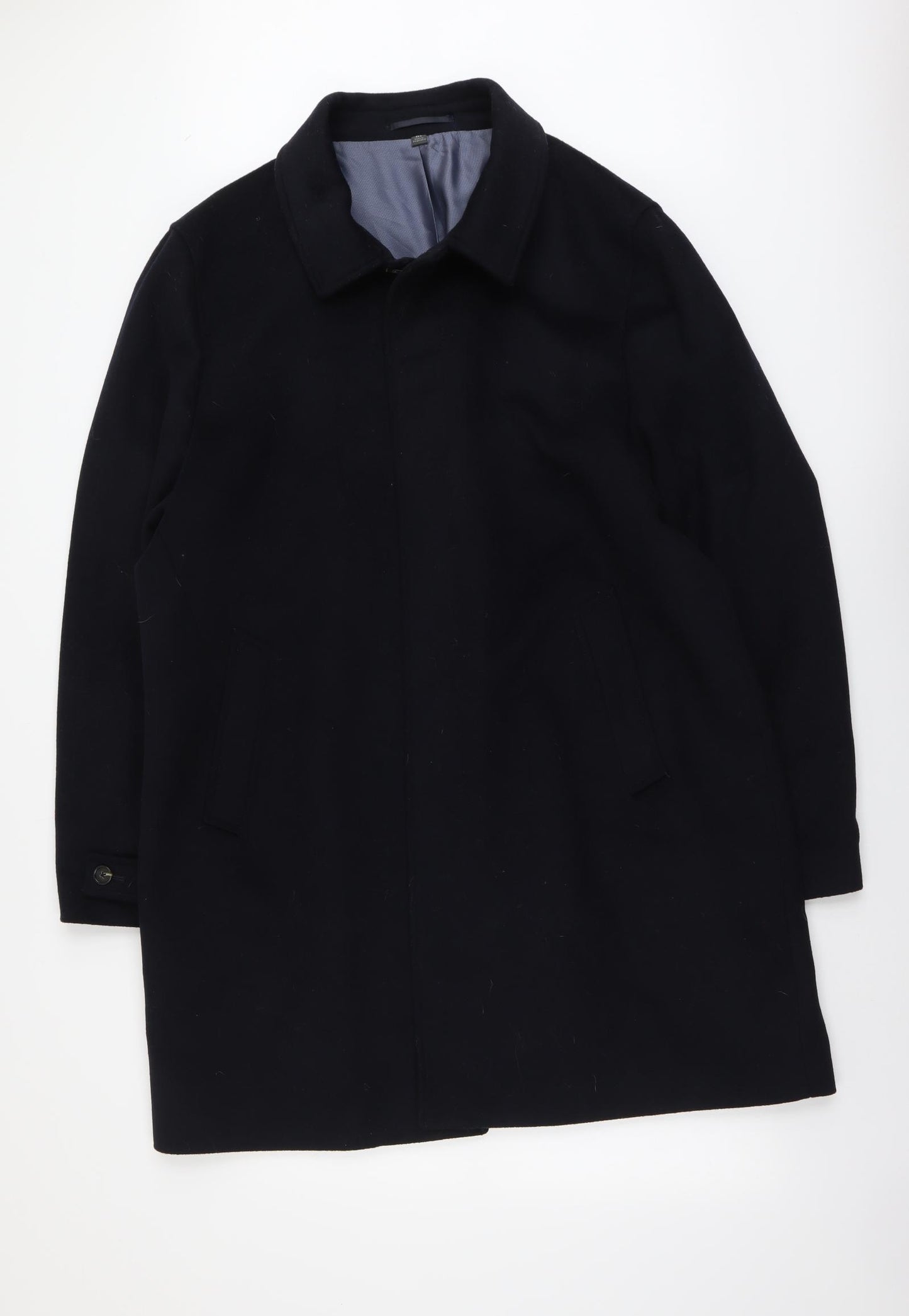 Marks and Spencer Mens Blue Overcoat Coat Size 2XL Button