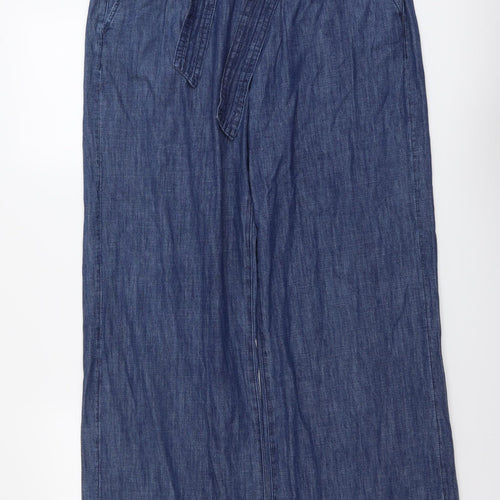 Marks and Spencer Womens Blue Cotton Trousers Size 14 L31 in Regular