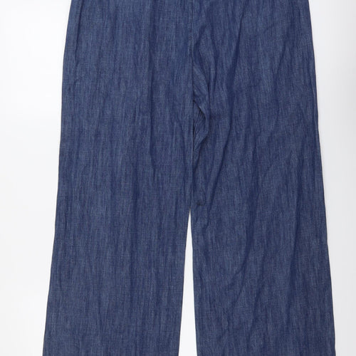Marks and Spencer Womens Blue Cotton Trousers Size 14 L31 in Regular