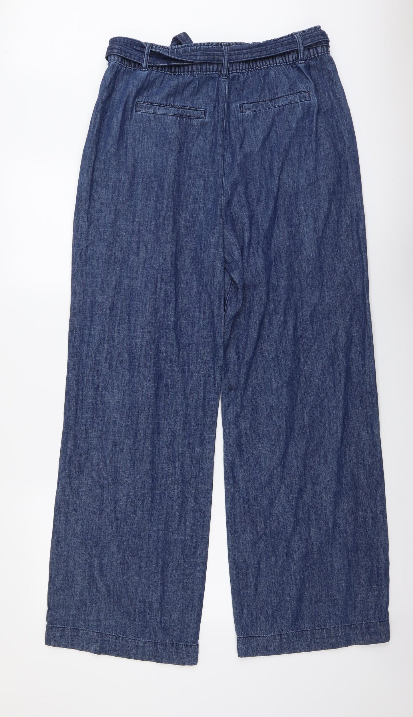 Marks and Spencer Womens Blue Cotton Trousers Size 14 L31 in Regular