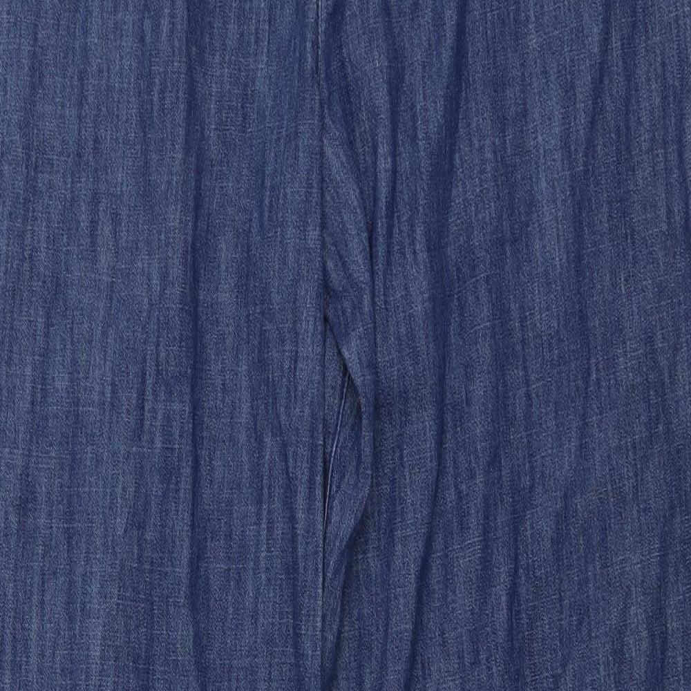 Marks and Spencer Womens Blue Cotton Trousers Size 14 L31 in Regular