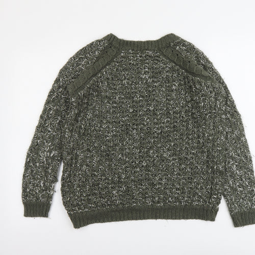 Dorothy Perkins Womens Green Boat Neck Acrylic Pullover Jumper Size 12