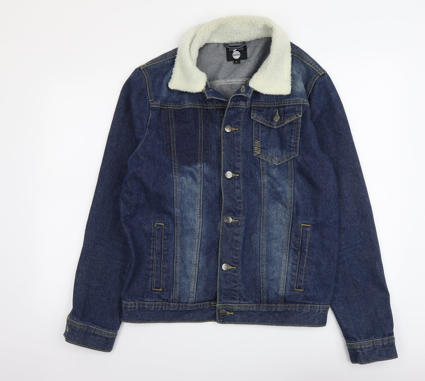 Boohoo Mens Blue Jacket Size L Button