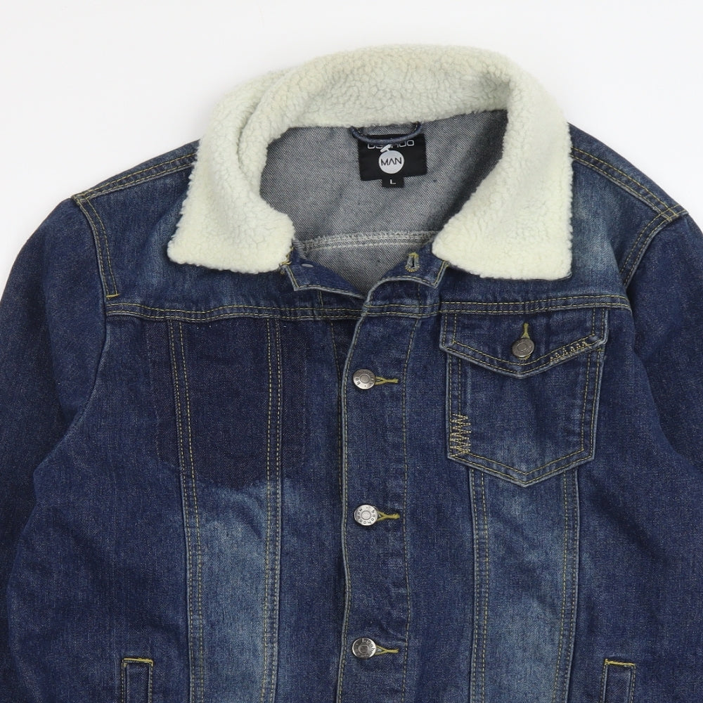 Boohoo Mens Blue Jacket Size L Button