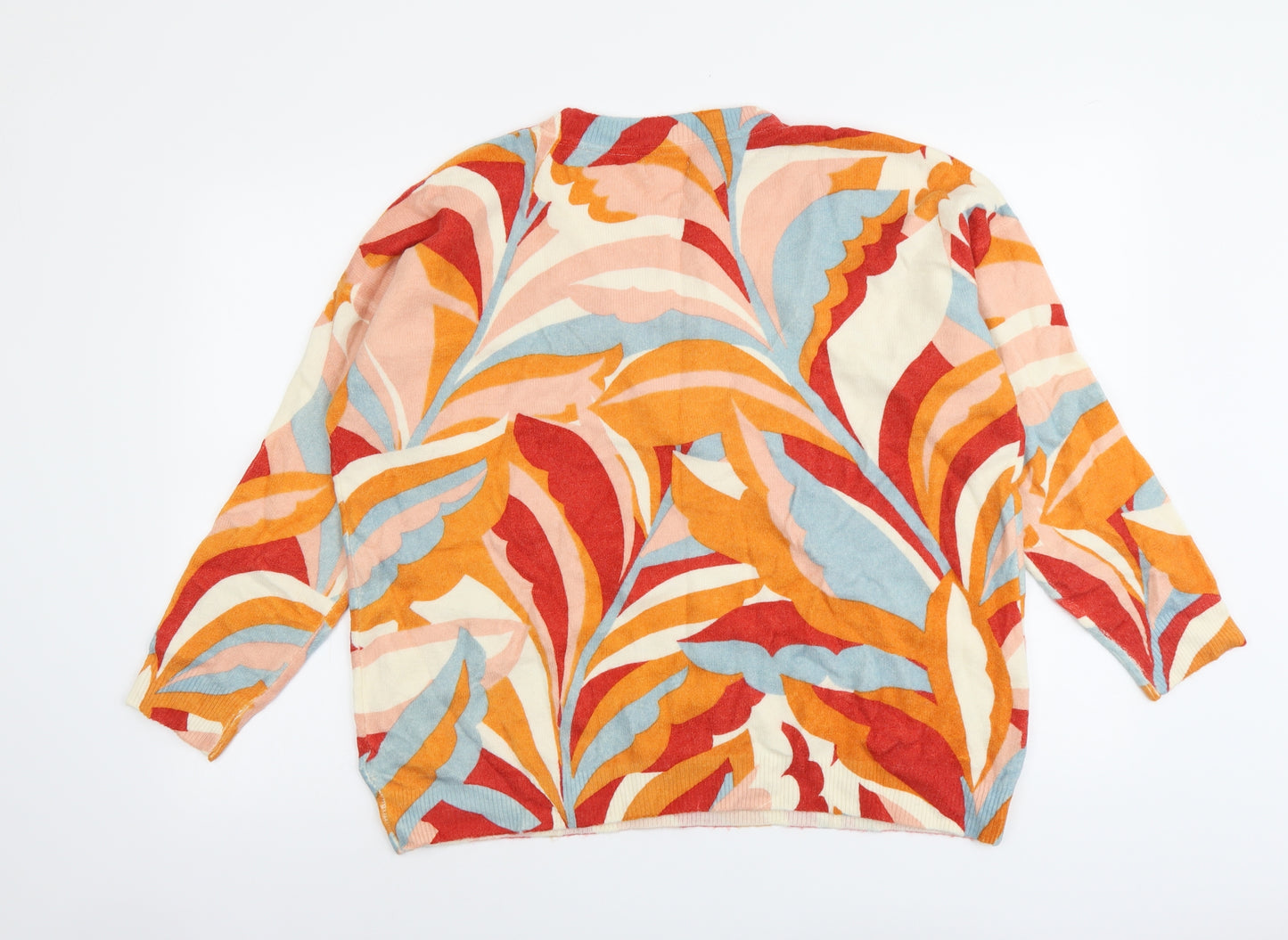 Fat Face Womens Multicoloured Scoop Neck Geometric Acrylic Pullover Jumper Size 16