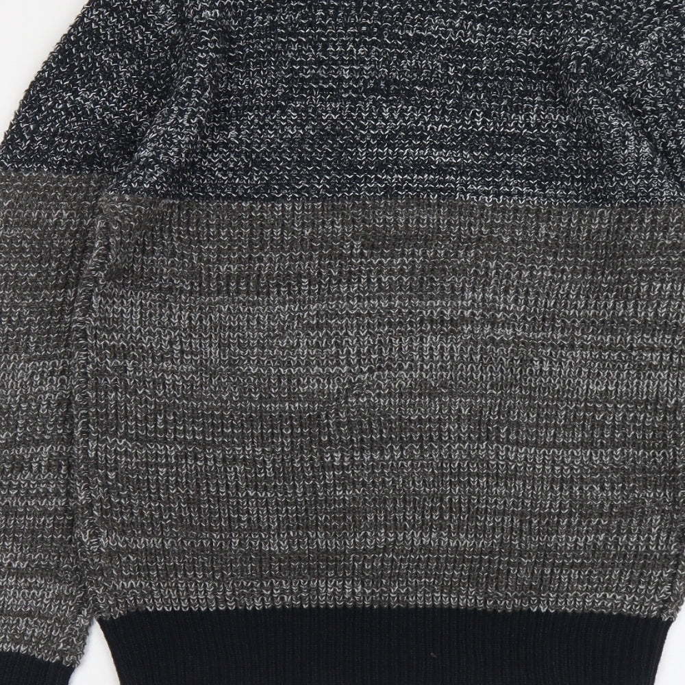 Brave Soul Mens Blue Round Neck Acrylic Pullover Jumper Size M Long Sleeve