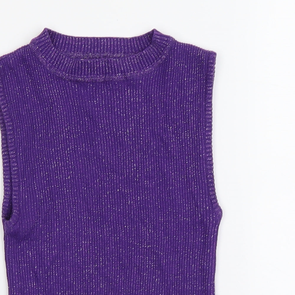 Primark Womens Purple Polyester Basic Blouse Size XS Mock Neck