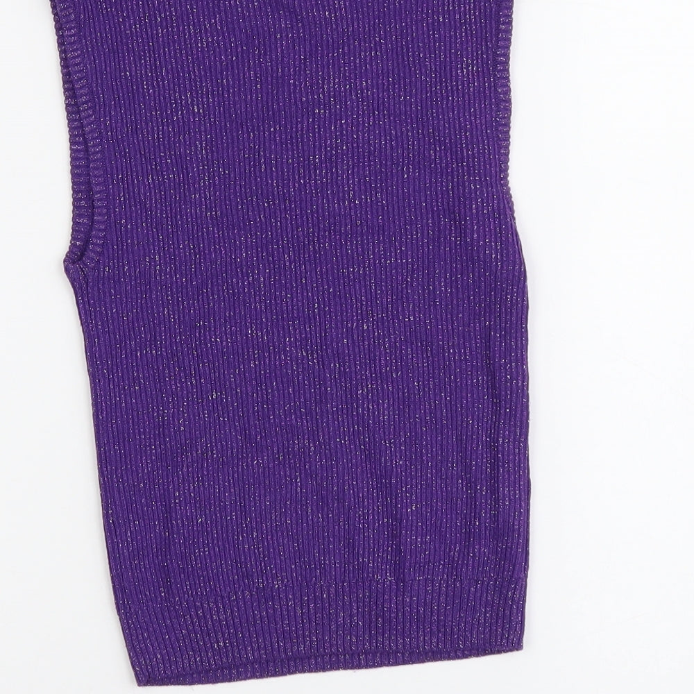 Primark Womens Purple Polyester Basic Blouse Size XS Mock Neck