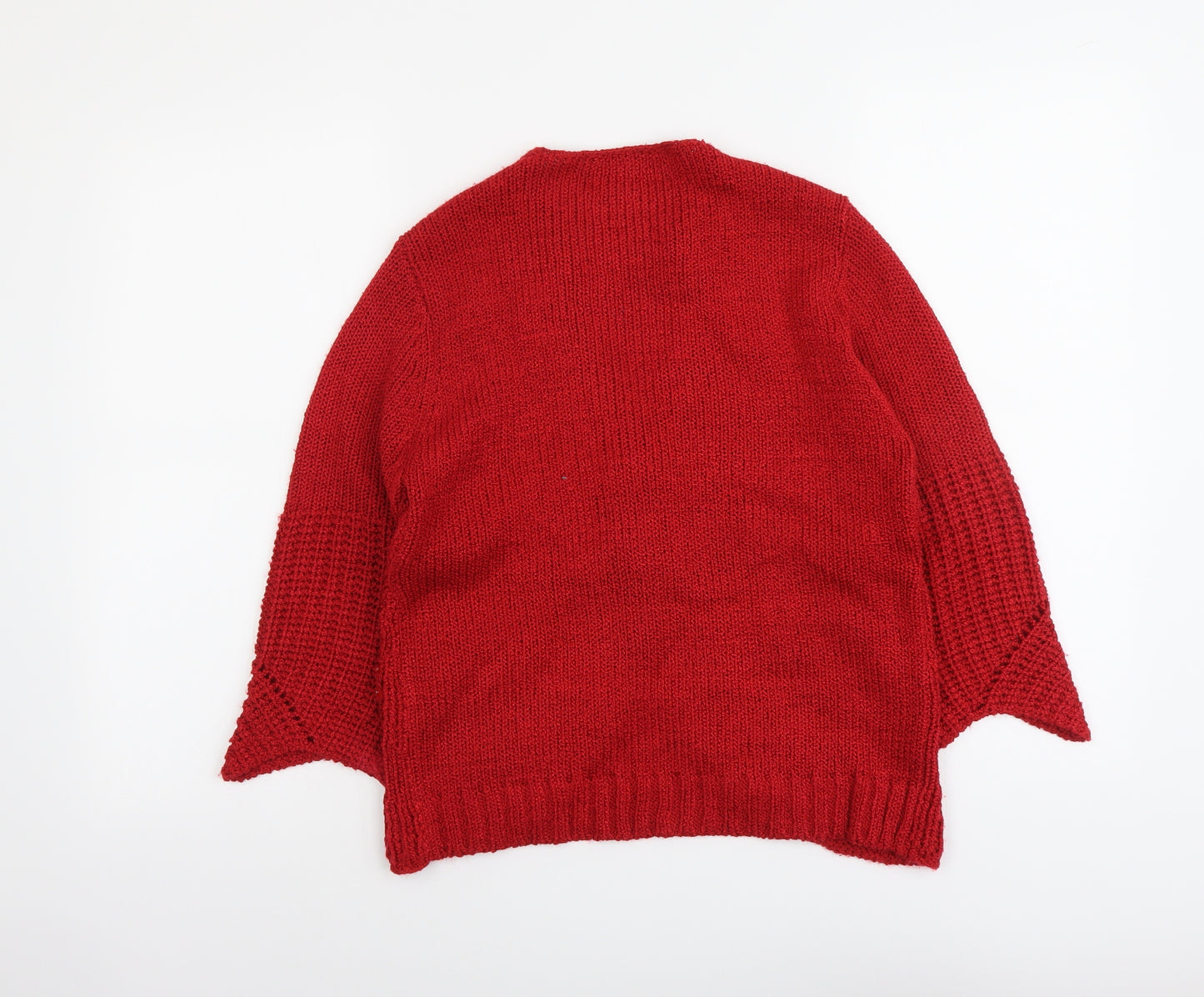 Marble Womens Red V-Neck Acrylic Cardigan Jumper Size S