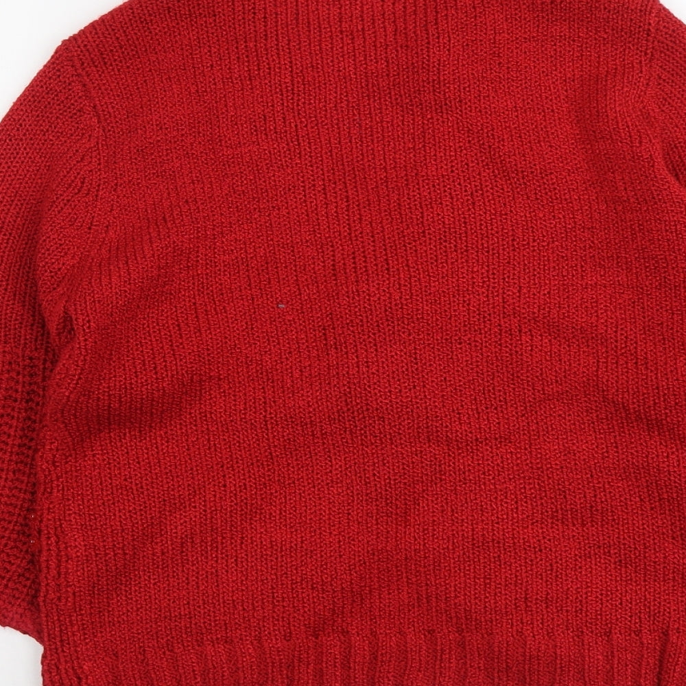 Marble Womens Red V-Neck Acrylic Cardigan Jumper Size S