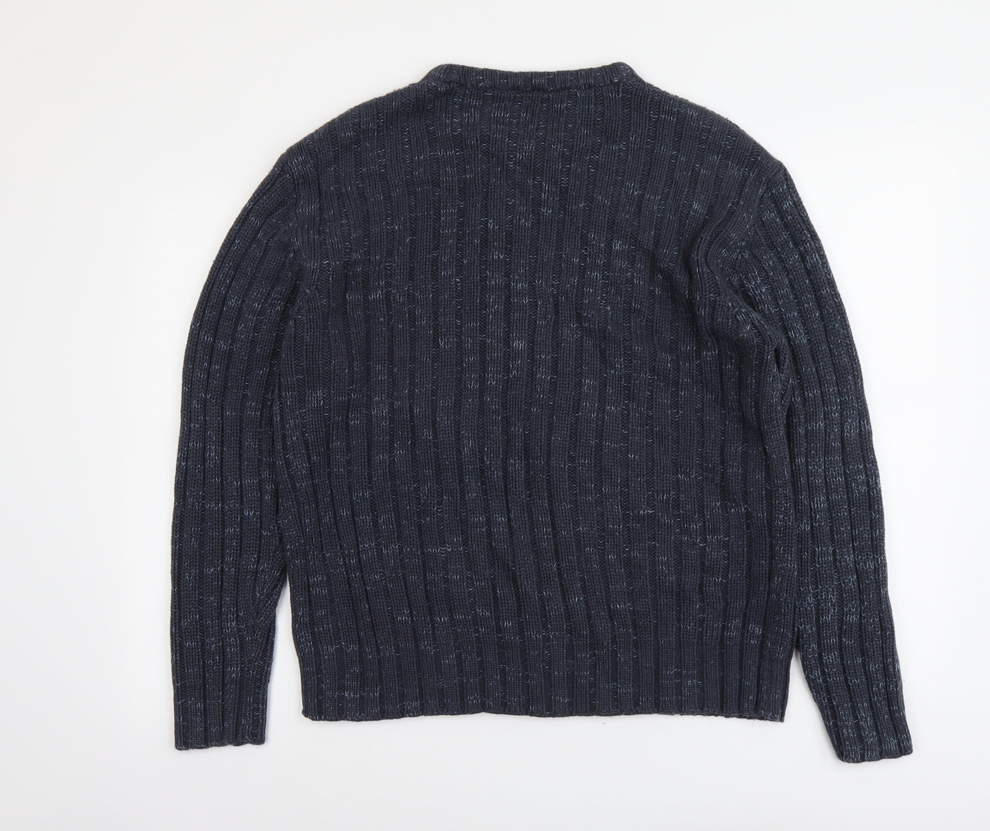 Tom Hagan Mens Blue Round Neck Acrylic Pullover Jumper Size L Long Sleeve