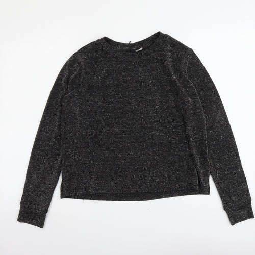 H&M Womens Black Scoop Neck Polyester Pullover Jumper Size XS