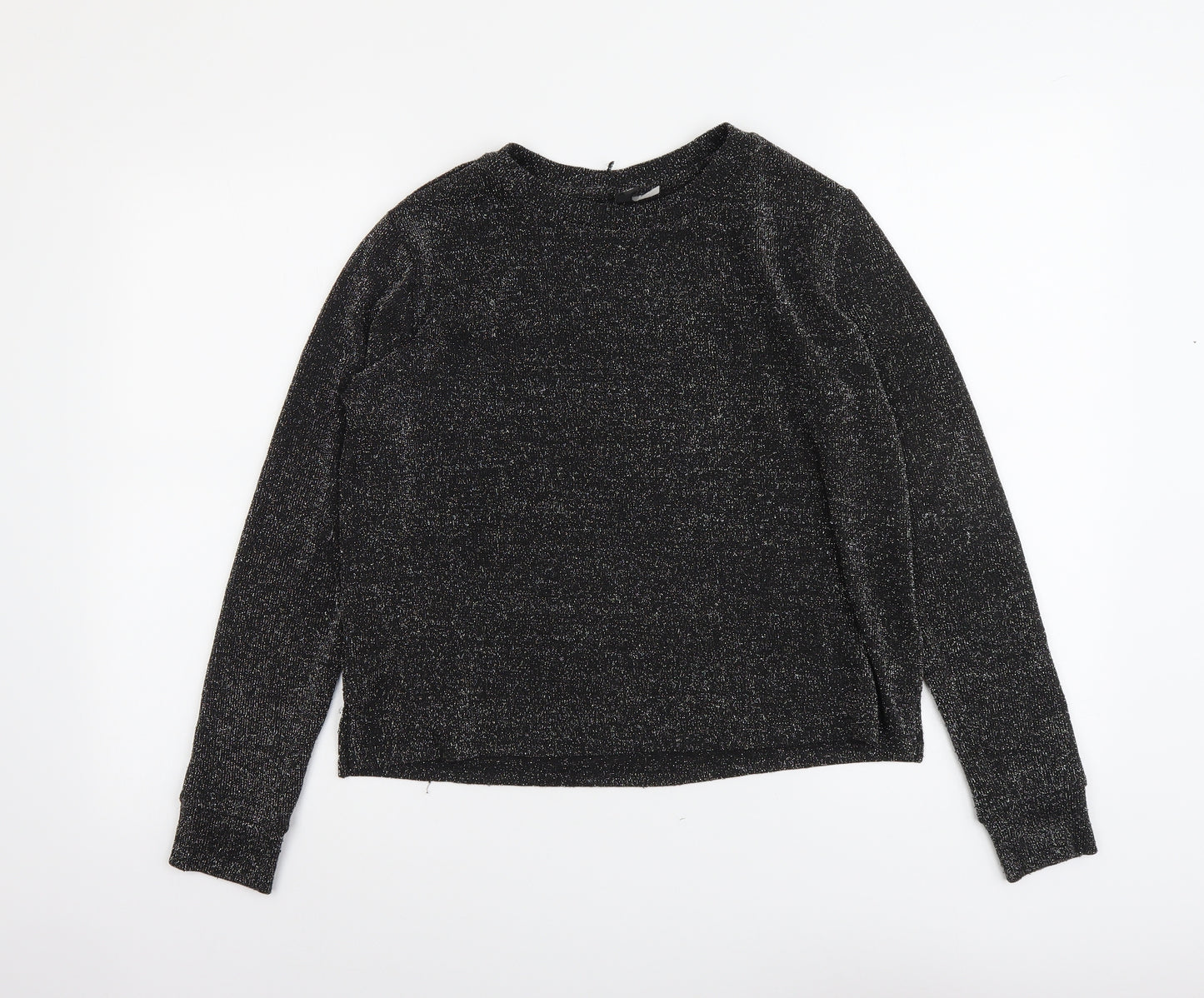 H&M Womens Black Scoop Neck Polyester Pullover Jumper Size XS