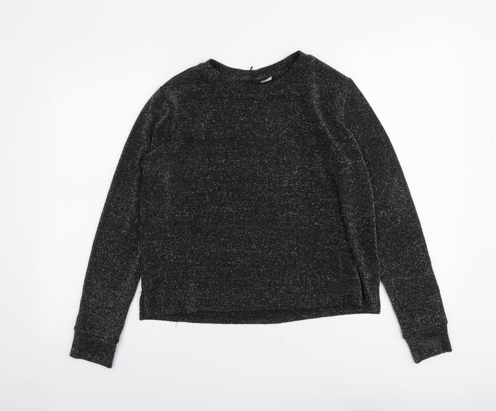 H&M Womens Black Scoop Neck Polyester Pullover Jumper Size XS