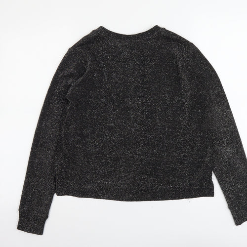 H&M Womens Black Scoop Neck Polyester Pullover Jumper Size XS