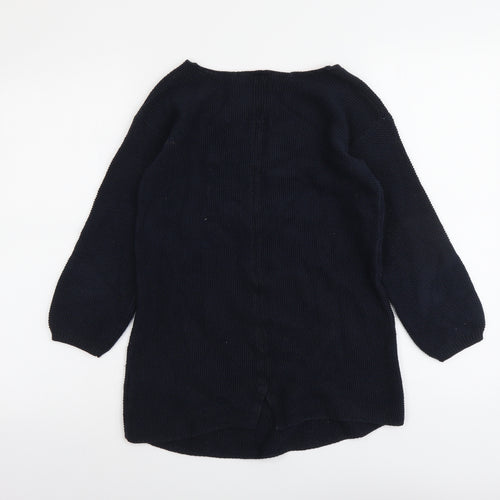 NEXT Womens Blue V-Neck Cotton Pullover Jumper Size 8