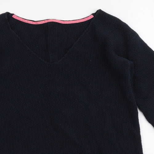 NEXT Womens Blue V-Neck Cotton Pullover Jumper Size 8