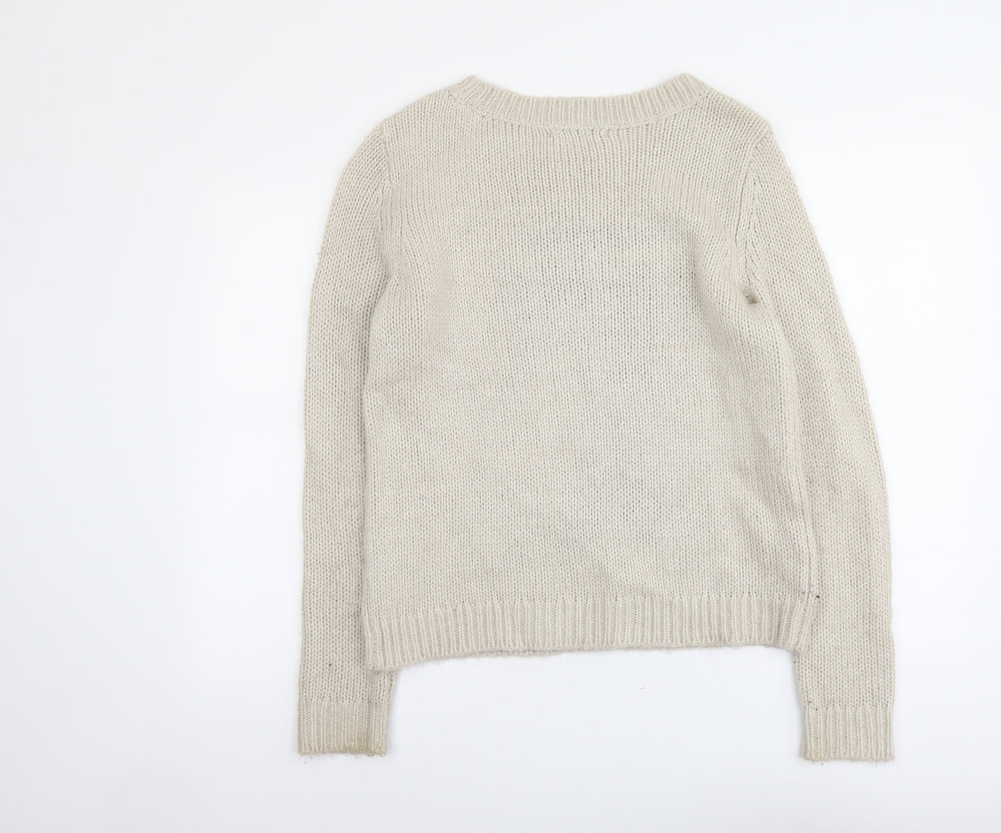George Womens Beige Scoop Neck Acrylic Pullover Jumper Size 14 - Owl
