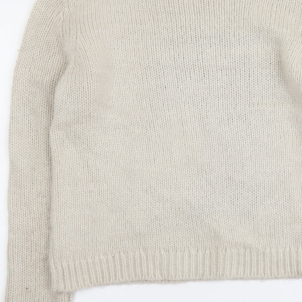 George Womens Beige Scoop Neck Acrylic Pullover Jumper Size 14 - Owl