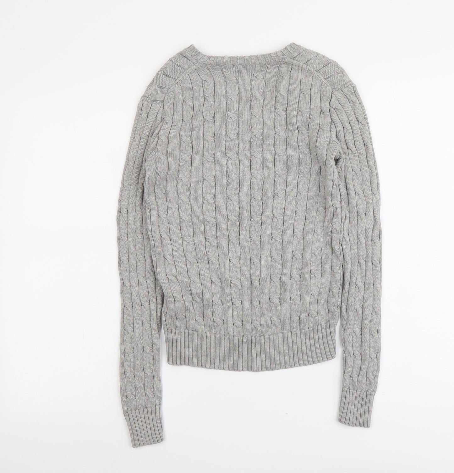 Polo Ralph Lauren Womens Grey V-Neck Cotton Pullover Jumper Size XS