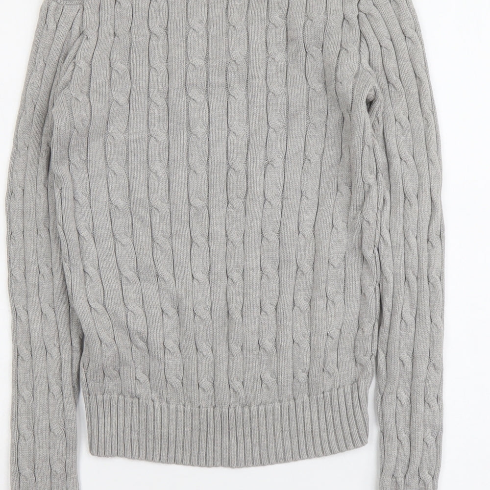 Polo Ralph Lauren Womens Grey V-Neck Cotton Pullover Jumper Size XS