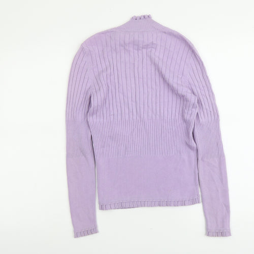 Basler Womens Purple Ribbed Acrylic Pullover Jumper Size S