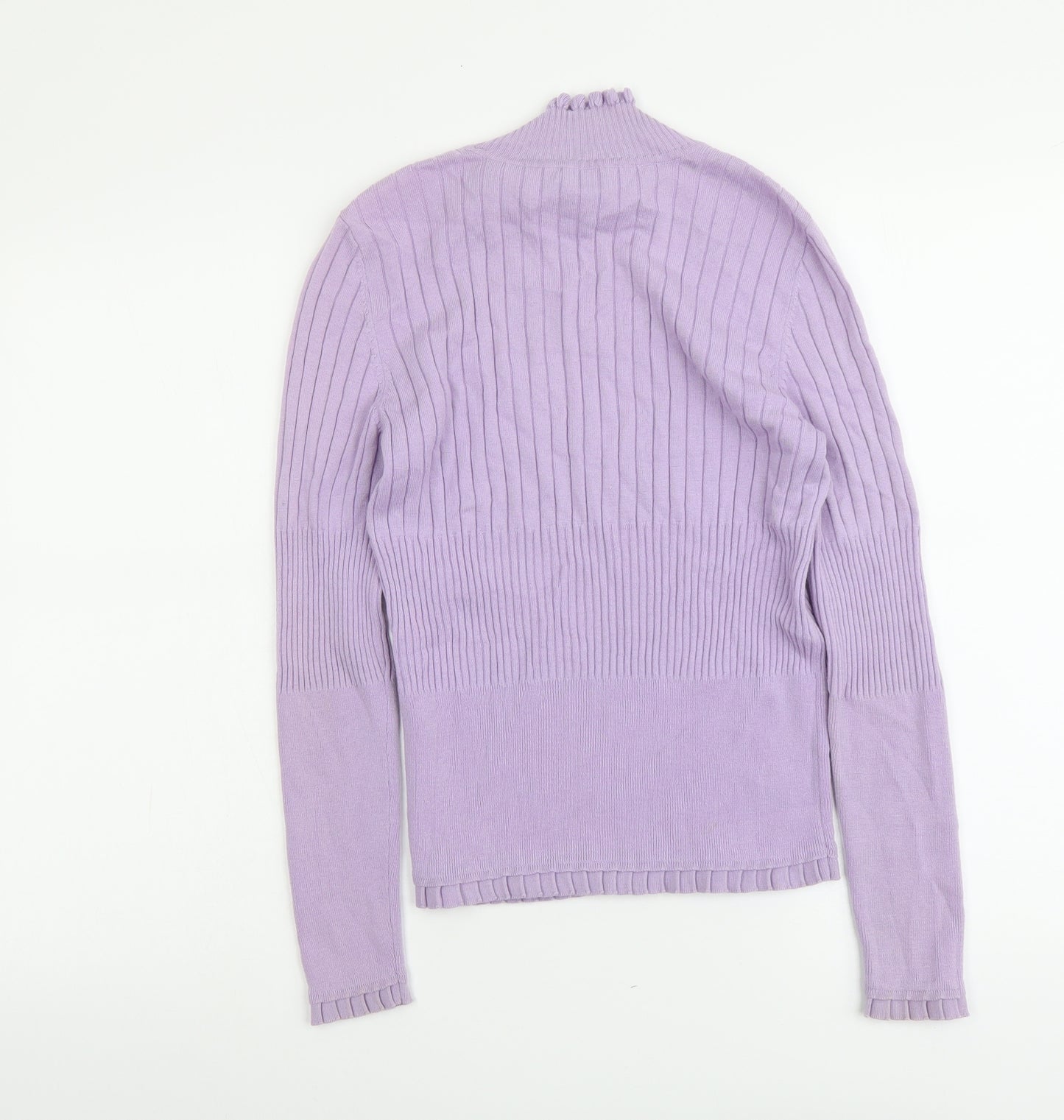 Basler Womens Purple Ribbed Acrylic Pullover Jumper Size S