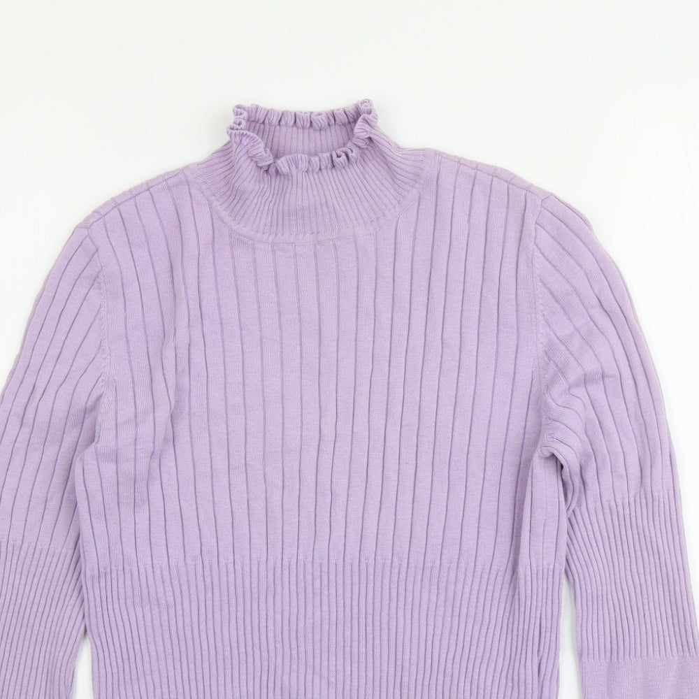 Basler Womens Purple Ribbed Acrylic Pullover Jumper Size S