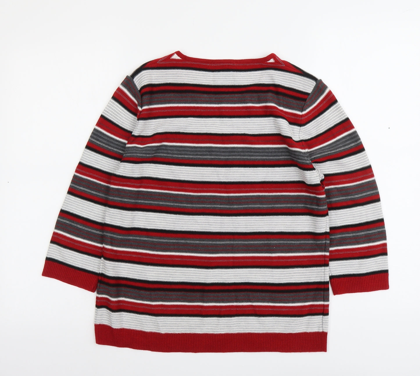 Eastex Womens Red Scoop Neck Striped Acrylic Pullover Jumper Size 12