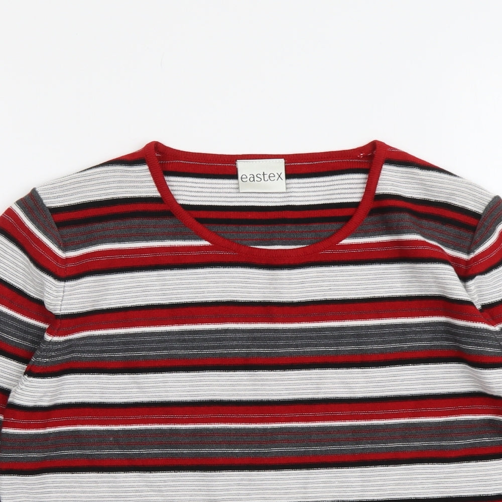 Eastex Womens Red Scoop Neck Striped Acrylic Pullover Jumper Size 12