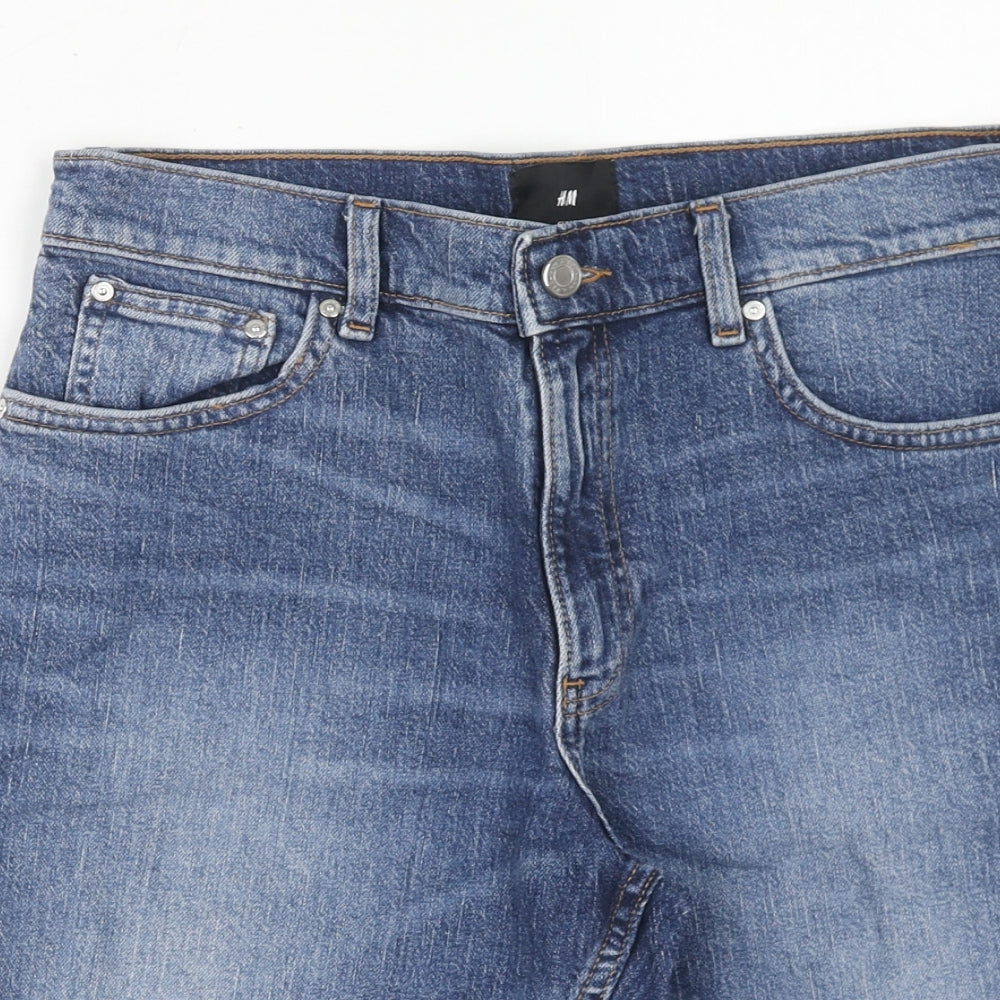 H&M Mens Blue Cotton Bermuda Shorts Size 28 in Regular Zip