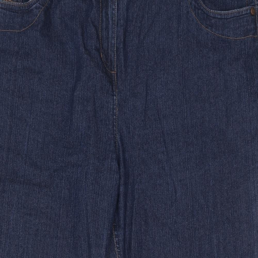 M&Co Womens Blue Cotton Straight Jeans Size 22 Regular Zip