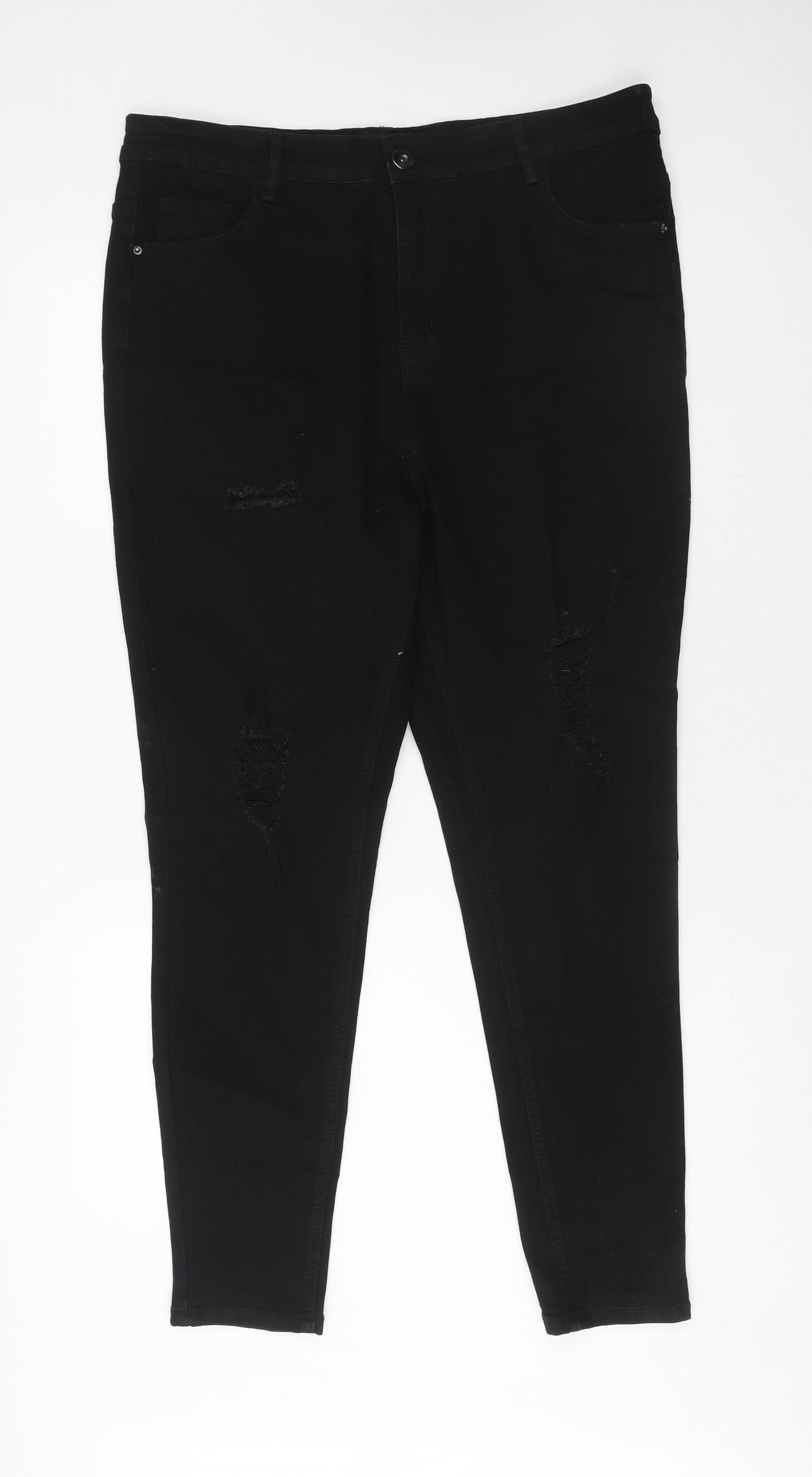 Club Denim Womens Black Cotton Skinny Jeans Size 20 Regular Zip