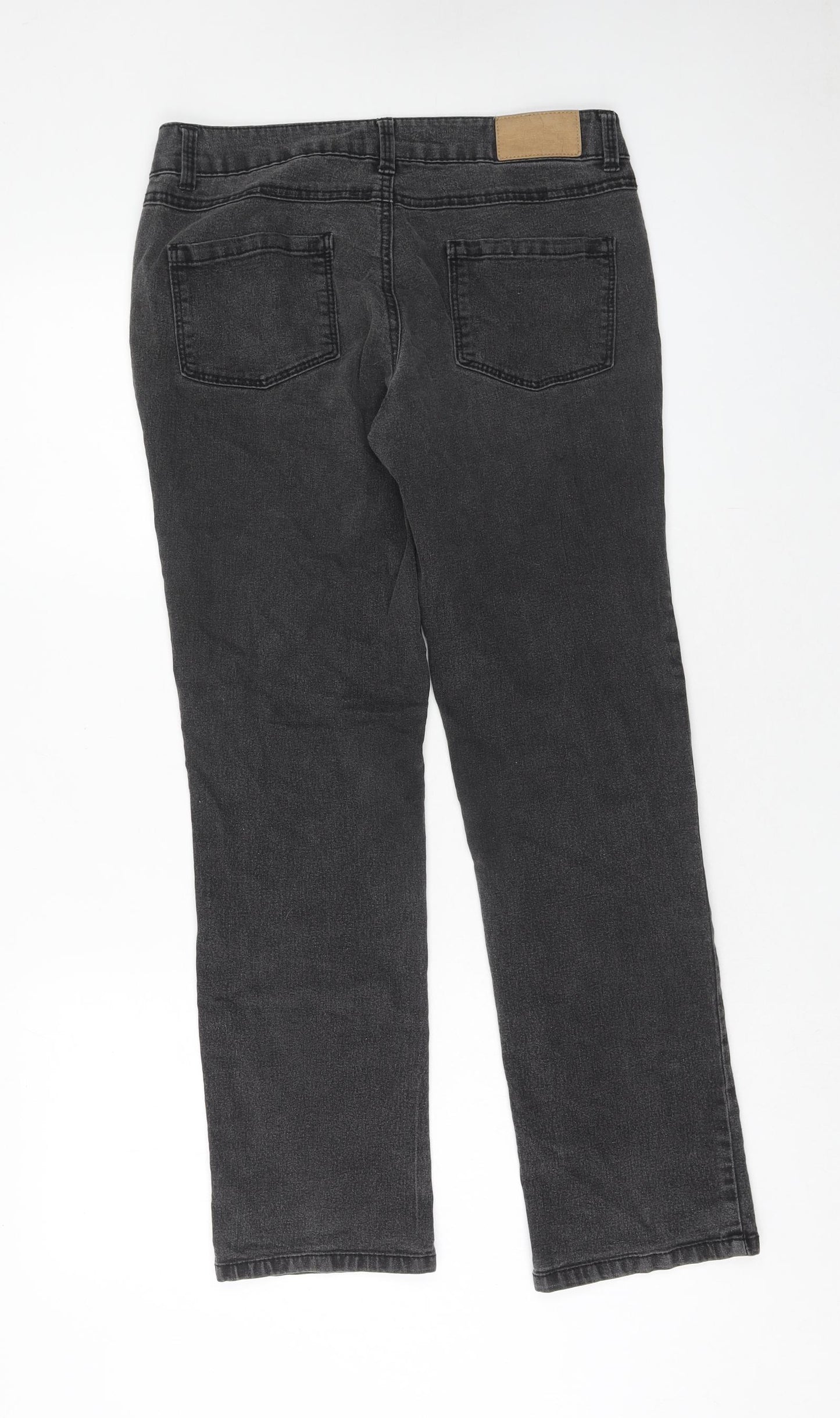 Dorothy Perkins Womens Grey Cotton Straight Jeans Size 10 Regular Zip