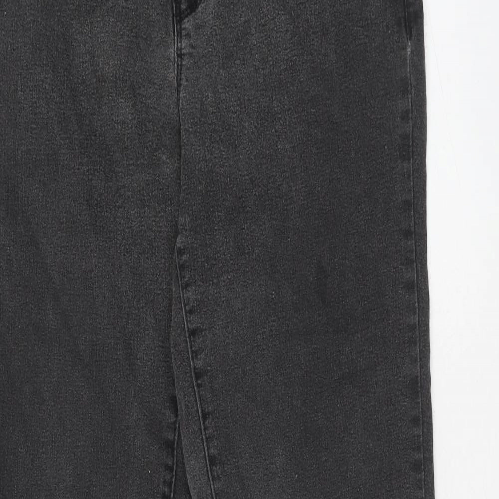 Dorothy Perkins Womens Grey Cotton Straight Jeans Size 10 Regular Zip