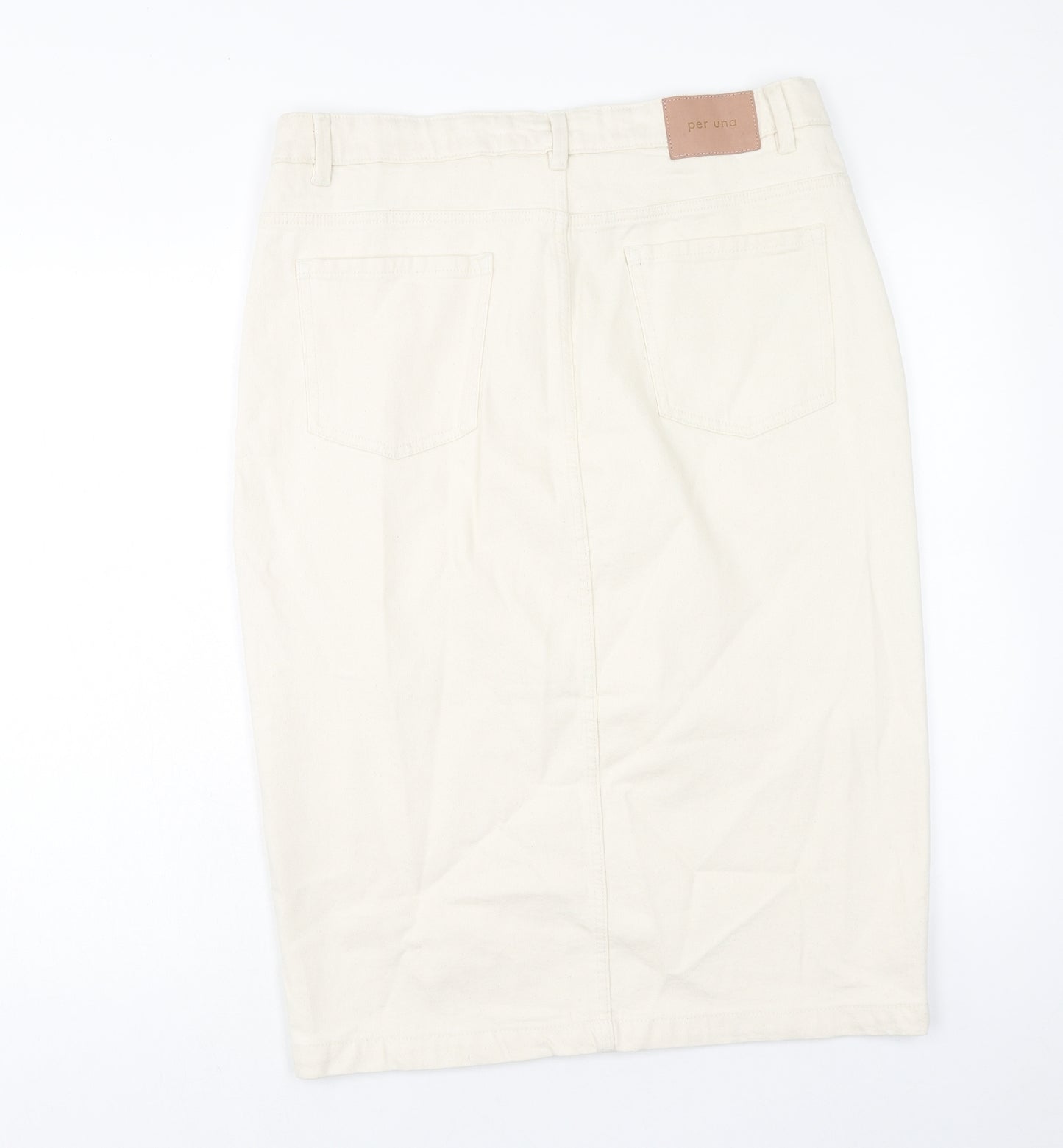 Per Una Womens Beige Cotton Straight & Pencil Skirt Size 16 Zip