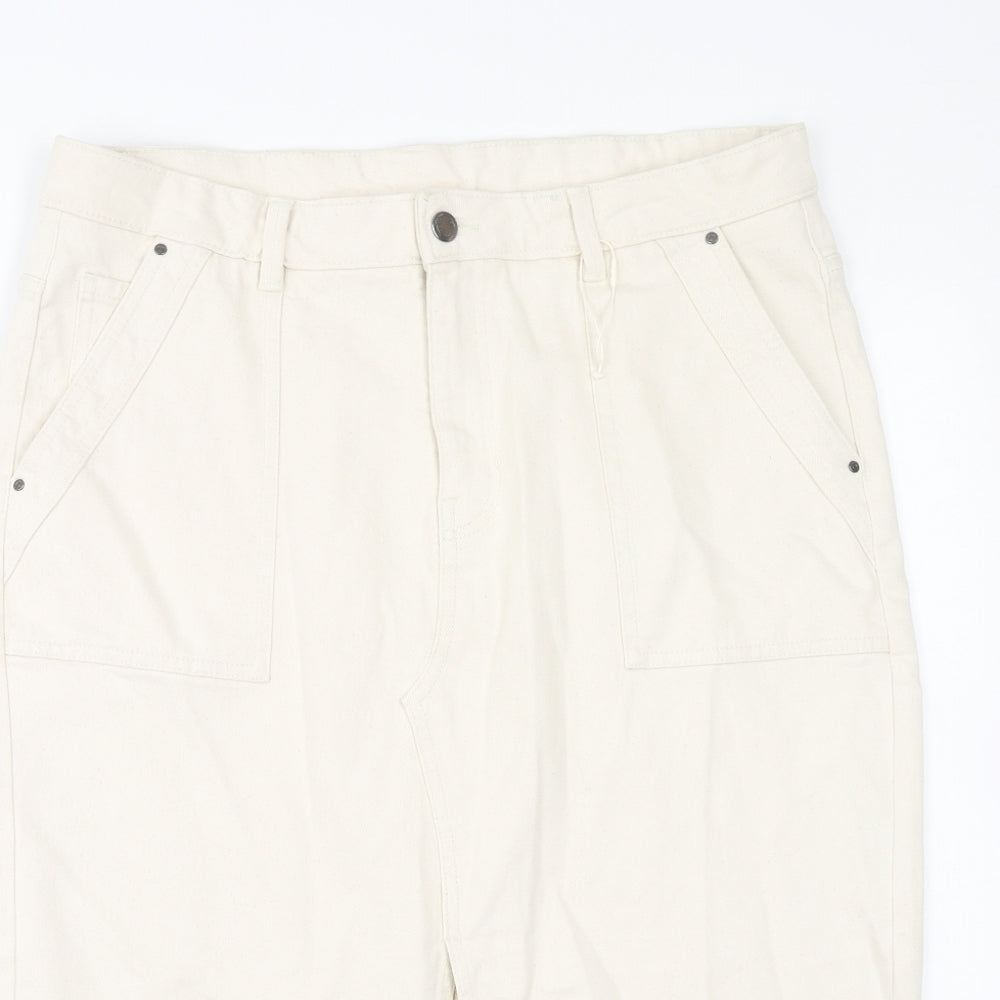 Per Una Womens Beige Cotton Straight & Pencil Skirt Size 16 Zip