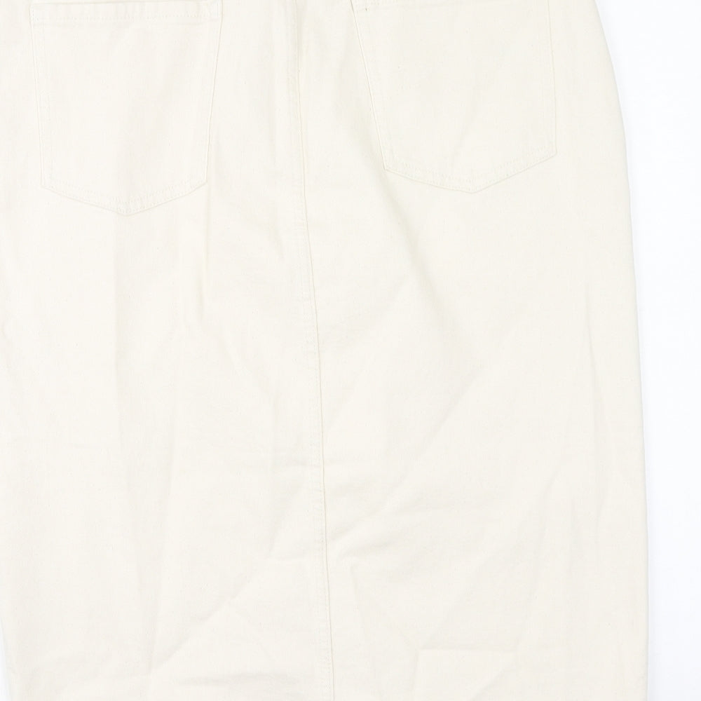 Per Una Womens Beige Cotton Straight & Pencil Skirt Size 16 Zip