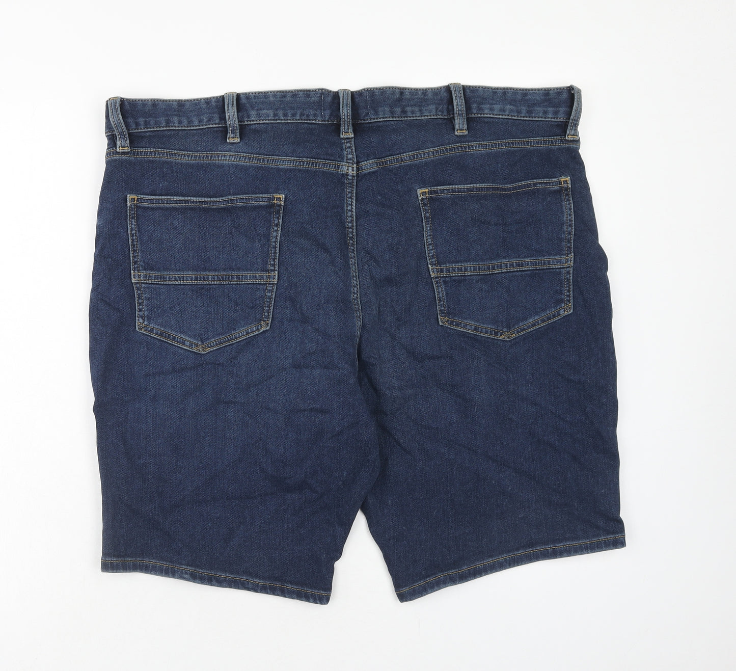 Marks and Spencer Mens Blue Cotton Biker Shorts Size 42 in Regular Zip