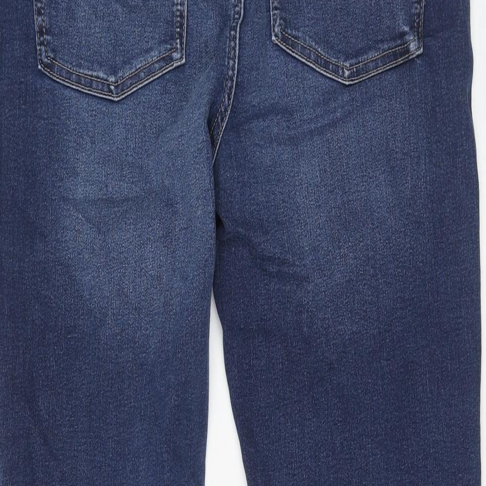 Marks and Spencer Womens Blue Cotton Tapered Jeans Size 16 Slim Zip