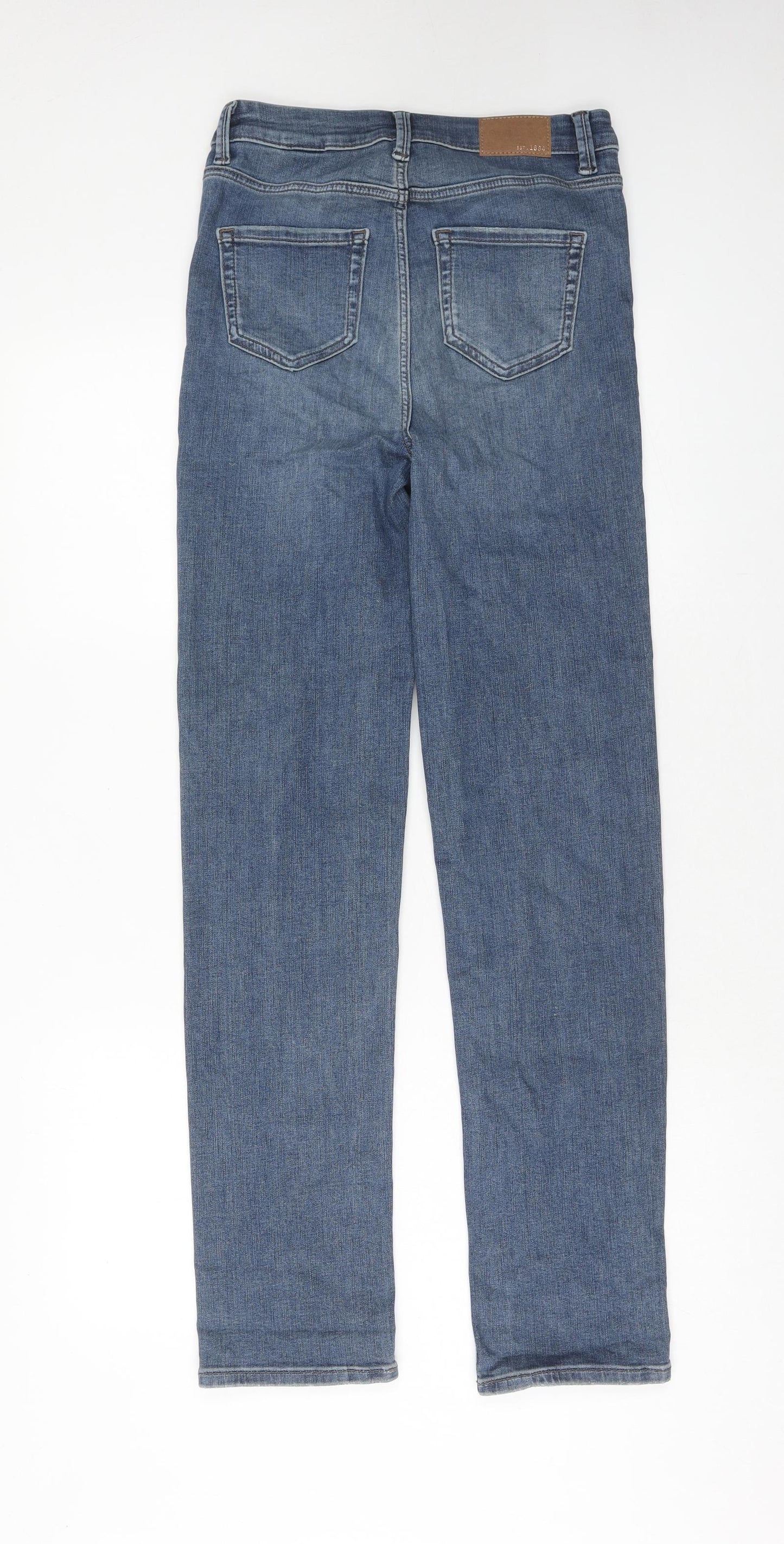 Marks and Spencer Womens Blue Cotton Straight Jeans Size 8 Regular Zip
