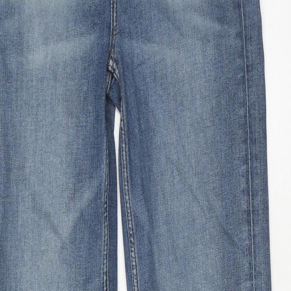 Marks and Spencer Womens Blue Cotton Straight Jeans Size 8 Regular Zip