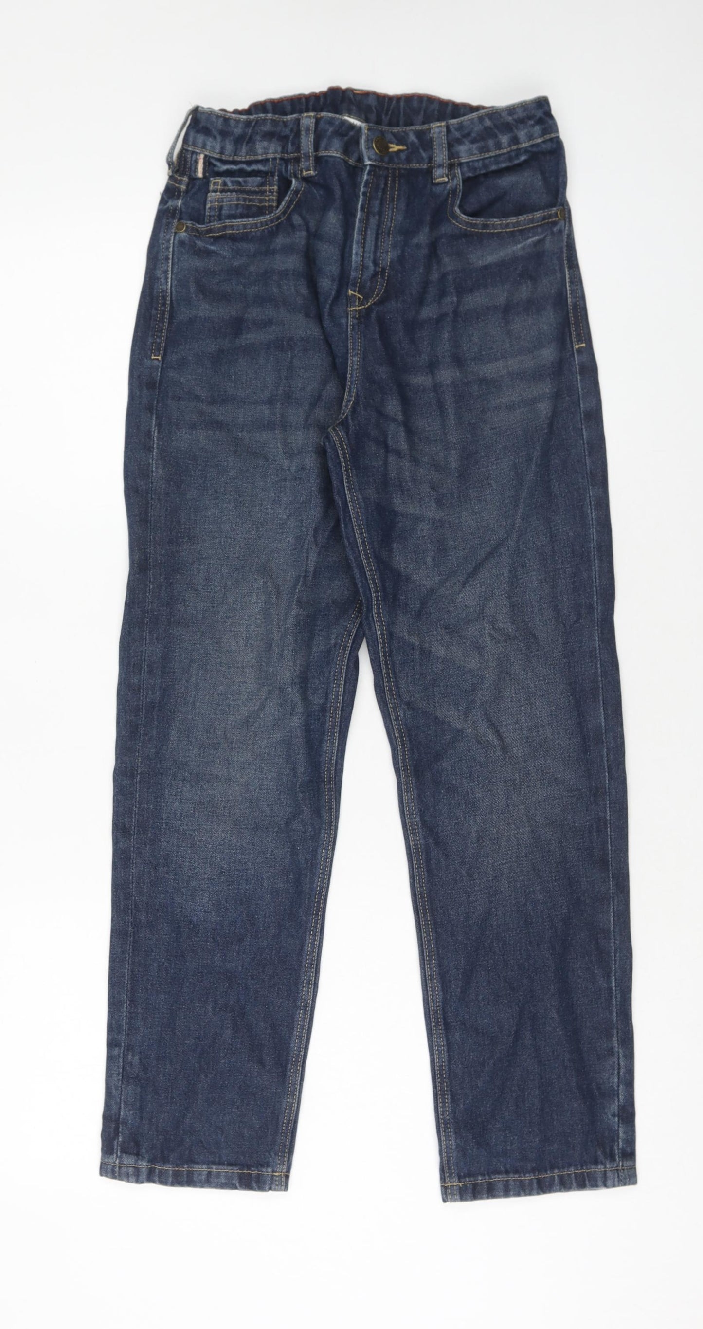 Marks and Spencer Boys Blue Cotton Straight Jeans Size 11-12 Years Regular Zip